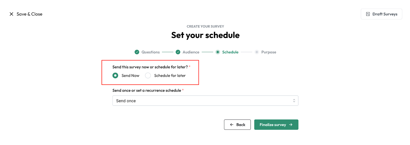 Screenshot of scheduling survey on Wrenly
