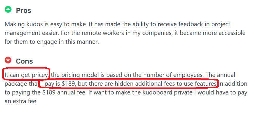 Screenshot of customer review on Capterra