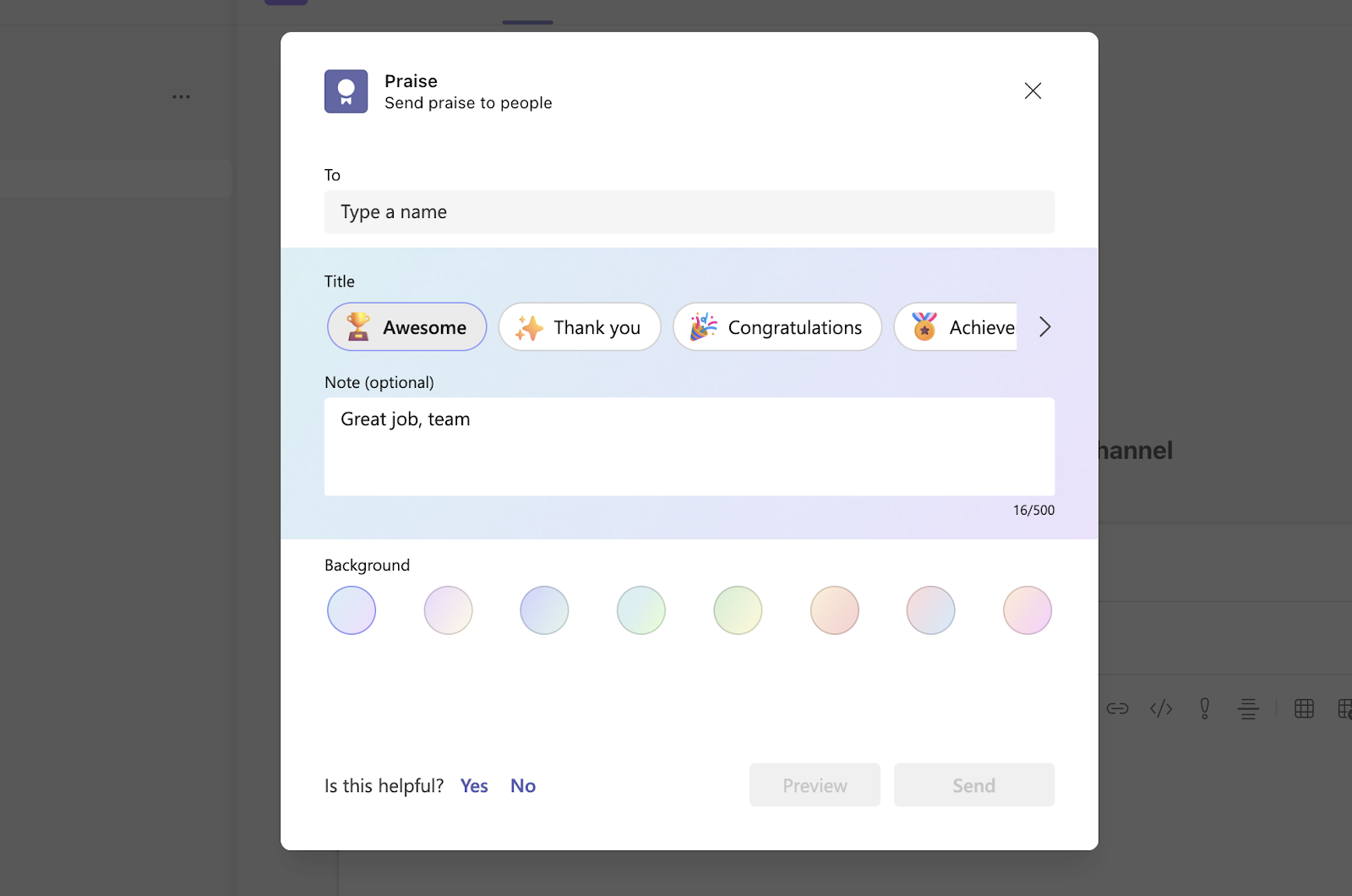 microsoft praise feature