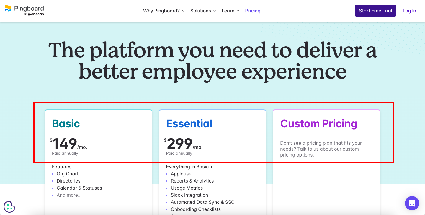 Pingboard-pricing