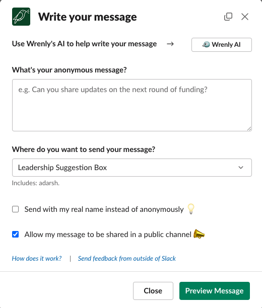 Wrenly suggestion box